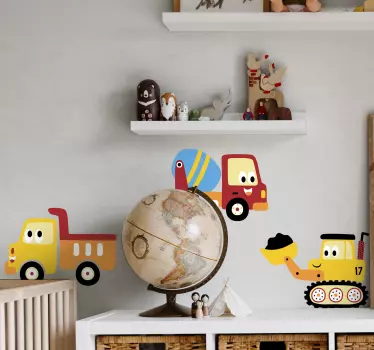 Nákladné auto, bager, sada nákladných automobilov obtlačok - Tenstickers