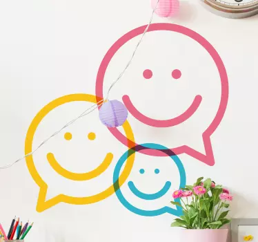 Nálepka farebnej šťastnej tváre bublinu - Tenstickers