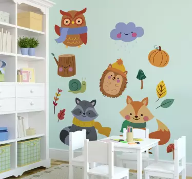 Nálepka jesenné kvety a zvieratá - Tenstickers