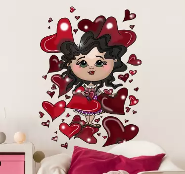 Nálepka karikatúry s láskou k srdcu - Tenstickers