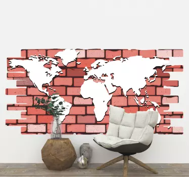 Nálepka mapa sveta tehál - Tenstickers