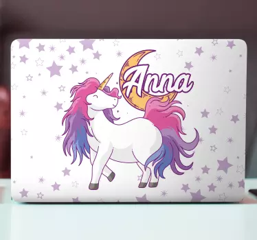 Nálepka na notebook jednorožca a mesiaca - Tenstickers