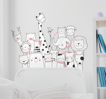 Nálepka na stenu čelnej steny minimalistických zvierat - Tenstickers