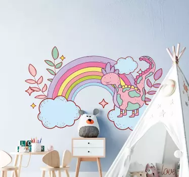 Nálepka na stenu dinosaurie farby dúhy - Tenstickers