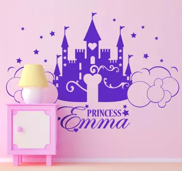 Nálepka na stenu personalizovanej hradnej princeznej - Tenstickers