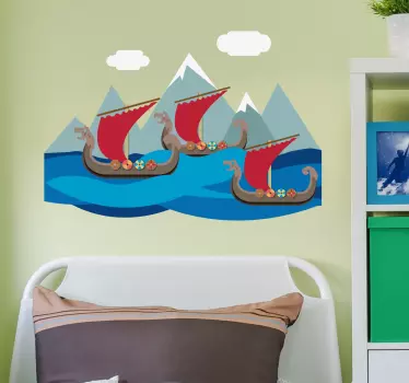 Nálepka na stenu vikingské lode - Tenstickers