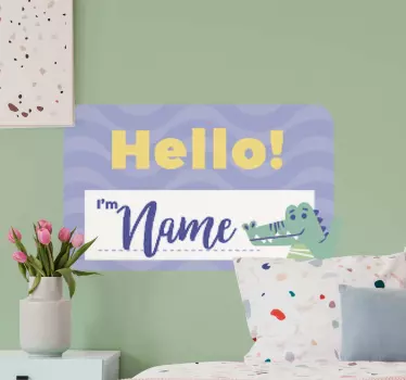 Nálepka pre deti ahoj personalizovaný krokodíl - Tenstickers
