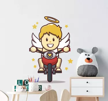 Nálepka pre deti anjel na motocykli - Tenstickers