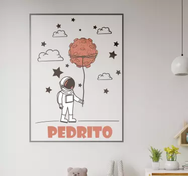 Nálepka pre deti astronaut s balónom - Tenstickers