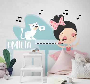 Nálepka pre deti baletné mačacie dievča s menom - Tenstickers
