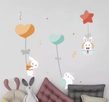 Nálepka pre deti balóny so zajačikami - Tenstickers