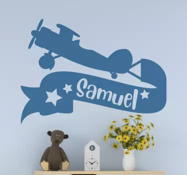 Nálepka pre deti banner s názvom lietadla - Tenstickers