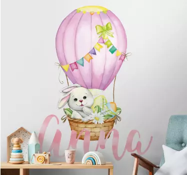 Nálepka pre deti biely zajačik s menom - Tenstickers