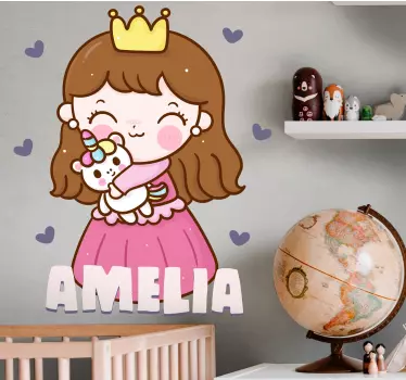Nálepka pre deti vlastná ilustrácia princeznej - Tenstickers