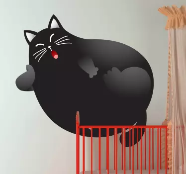 Nálepka pre deti, čierna mačka, relaxačná stena - Tenstickers