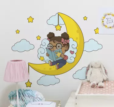 Nálepka pre deti Čítajúca luna - Tenstickers