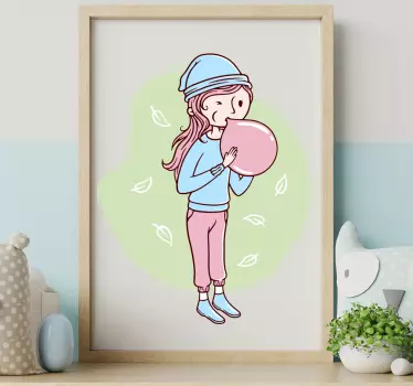 Nálepka pre deti dievča fúka bubliny - Tenstickers