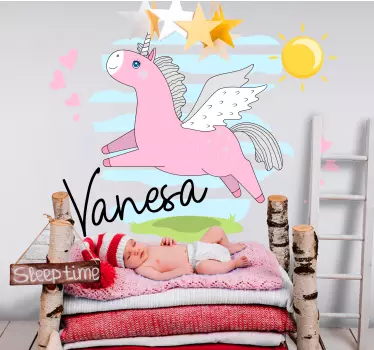 Nálepka pre deti dizajn lietajúcej jednorožky - Tenstickers