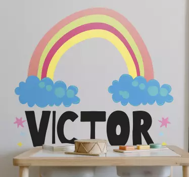 Nálepka pre deti dúhový oblak s menom - Tenstickers