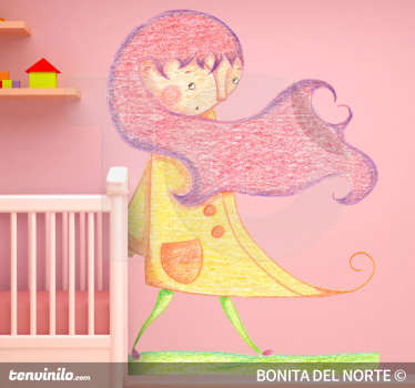 Nálepka pre deti farebná dievčenská postava - Tenstickers