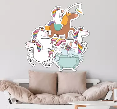 Nálepka pre deti farebná kolekcia jednorožcov - Tenstickers