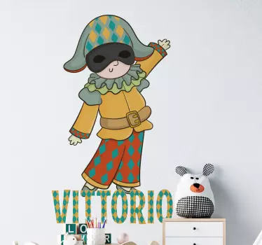 Nálepka pre deti farebná šašo postava - Tenstickers