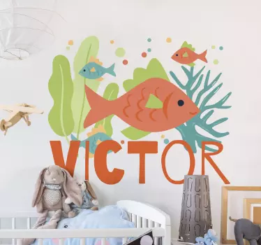 Nálepka pre deti farebná scéna rýb - Tenstickers