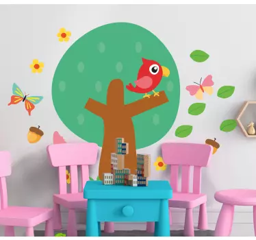 Nálepka pre deti farebná scéna s stromami - Tenstickers