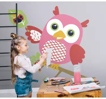 Nálepka pre deti farebná sova dekorácia - Tenstickers