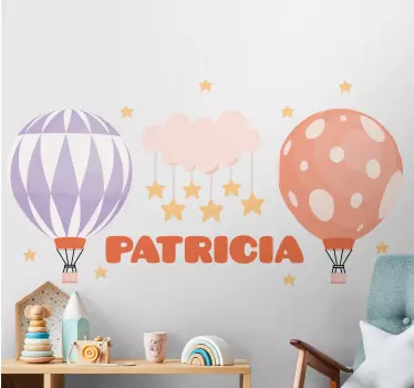 Nálepka pre deti farebné balóny s menom - Tenstickers