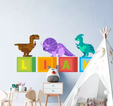 Nálepka pre deti farebné dinosaurie kocky - Tenstickers