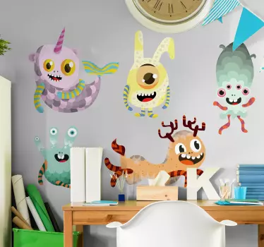 Nálepka pre deti farebné kreslené príšery - Tenstickers