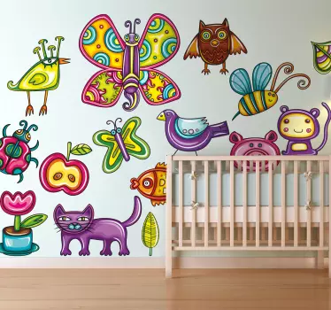 Nálepka pre deti farebné kreslené zvieratká - Tenstickers