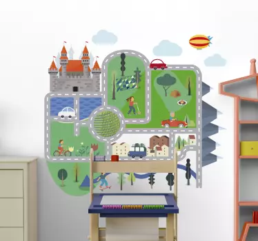 Nálepka pre deti hravá hradná scéna - Tenstickers