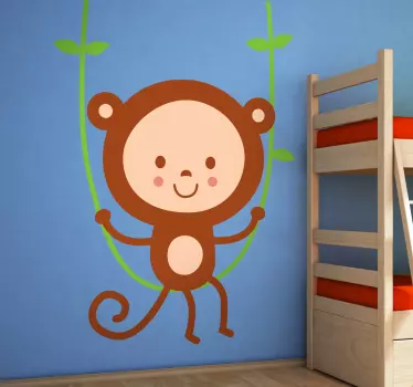 Nálepka pre deti hravá opica na hojdačke - Tenstickers