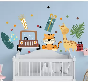 Nálepka pre deti hravá scéna zo safari - Tenstickers