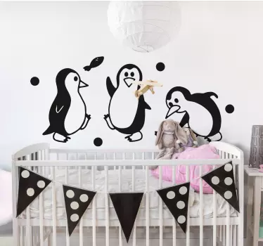 Nálepka pre deti hravá tučniaková rodinka - Tenstickers