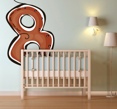 Nálepka pre deti hnedé číslo osem - Tenstickers