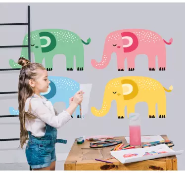 Nálepka pre deti hravé farebné slony - Tenstickers