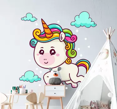 Nálepka pre deti hravé oblaky jednorožca - Tenstickers