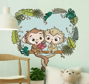 Nálepka pre deti hravé opičie kamarátky - Tenstickers