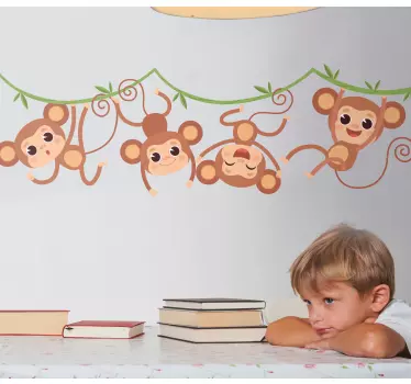 Nálepka pre deti hravé opičie usporiadanie - Tenstickers