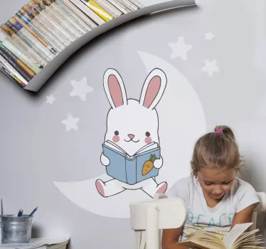 Nálepka pre deti hravý čitateľský zajko - Tenstickers