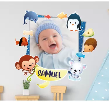 Nálepka pre deti hravý zvierací rámček - Tenstickers