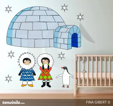 Nálepka pre deti igloo priatelia na scéne - Tenstickers