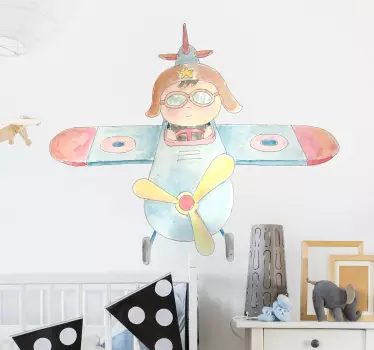Nálepka pre deti ilustrácia malého pilota - Tenstickers