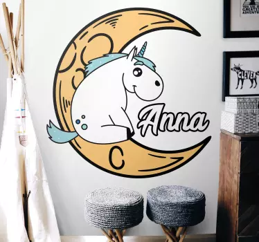Nálepka pre deti jednorožec mesiac zvyk - Tenstickers