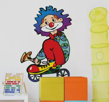 Nálepka pre deti klaun na bicykli - Tenstickers