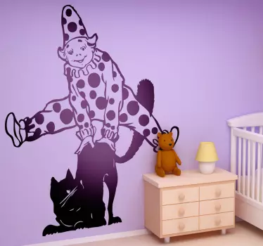 Nálepka pre deti klaun vyvažovacia mačka - Tenstickers