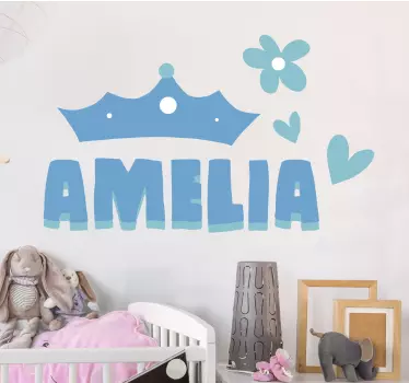 Nálepka pre deti koruna so srdcom a menom - Tenstickers